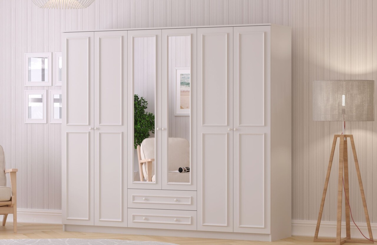 Dulap pentru haine, Hanah Home, Rb-186-04, 210x184x52 cm, Alb mat - imagine 7
